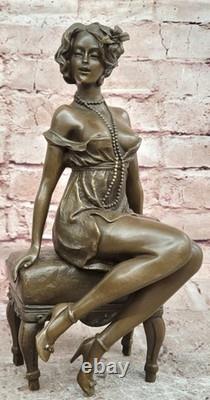 Sculpture Art Déco En Bronze Milo Bronze Nu Femme Figurine, Sculpture D'Érotisme