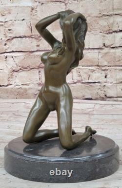 Sculpture Art Déco Femme Nue Érotique Statue Figurine En Bronze