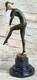Sculpture Art D&eacute;co Grande Femme Danseuse Sur Socle En Marbre Statue En Bronze