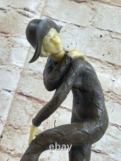 Sculpture Art Déco Grande Femme Danseuse Sur Socle En Marbre Statue En Bronze