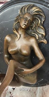 Sculpture Art Déco Occidentale Femme Nue Fille Signée Statue En Bronze Figurine
