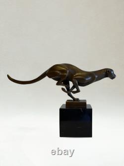 Sculpture Art Déco Panthère en course Bronze patiné 19cm