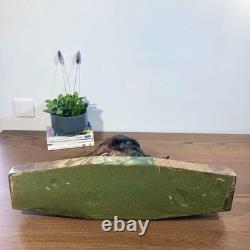 Sculpture Art Déco signée Cipriani Femme, enfant et mouton, authentique 1925