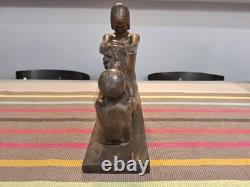 Sculpture Art Nouveau/deco Bronze Femme Et Faune P Guery, Susse Freres Cire Per