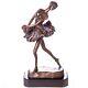 Sculpture Ballerina Art Déco En Bronze Sur Un Marbre Noir D'après Degas