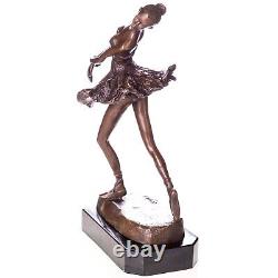 Sculpture Ballerina Art déco en bronze sur un marbre noir d'après Degas