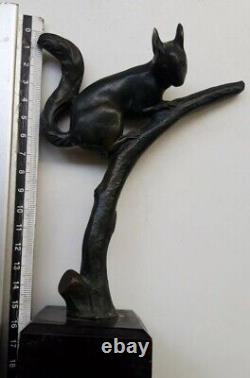 Sculpture Bronze Art Deco Écureuil Signature LUC