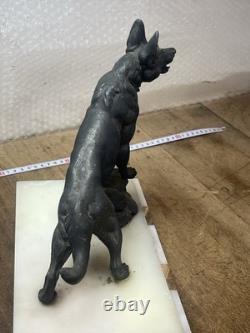 Sculpture Chien Loup Art Déco en régule patiné bronze- Ballesté 1930