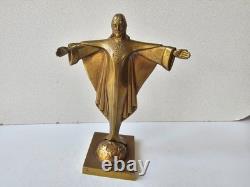 Sculpture Christ rédempteur en Bronze Signé J. DORLIA Art déco Années 30's