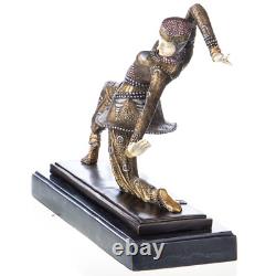 Sculpture Danseuse en bronze Art Déco coloré Kamorna d'après DHChiparus