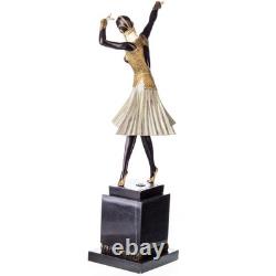 Sculpture Danseuse en bronze Art déco colorée Miro d'après Demetre Chiparus