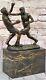 Sculpture De Bronze Art Déco Sport Boxer Figurine De Support De Livre À Vendre