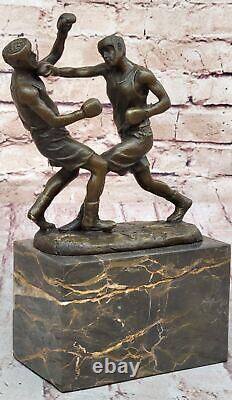 Sculpture De Bronze Art Déco Sport Boxer Figurine De Support De Livre À Vendre