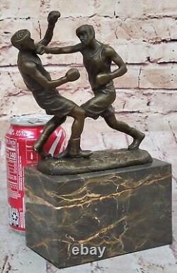 Sculpture De Bronze Art Déco Sport Boxer Figurine De Support De Livre À Vendre