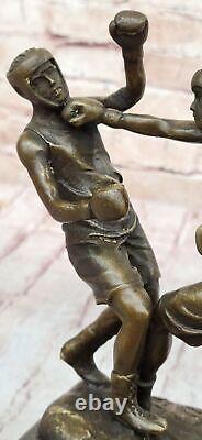 Sculpture De Bronze Art Déco Sport Boxer Figurine De Support De Livre À Vendre