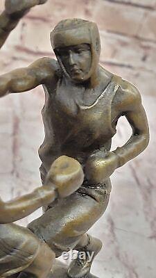 Sculpture De Bronze Art Déco Sport Boxer Figurine De Support De Livre À Vendre