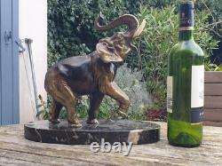 Sculpture Elephant Ancien Art Deco En Regule 30 CM Haut X 32,5 CM Grande Taille