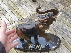 Sculpture Elephant Ancien Art Deco En Regule 30 CM Haut X 32,5 CM Grande Taille