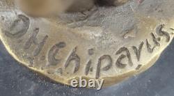 Sculpture En Bronze Après Chiparus Peinte Art Déco Femme Robe Figurine Signée