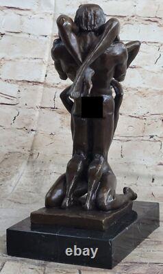 Sculpture En Bronze Art Déco Érotique Détail Élevé Homme Et Femme Nu