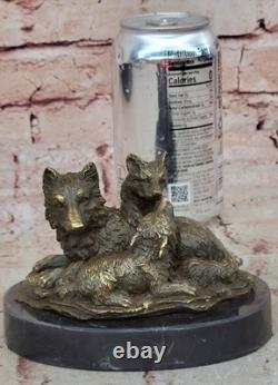 Sculpture En Bronze Art Déco Tête De Loup Petit Statuaire Figurine