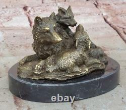 Sculpture En Bronze Art Déco Tête De Loup Petit Statuaire Figurine