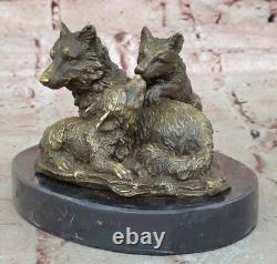 Sculpture En Bronze Art Déco Tête De Loup Petit Statuaire Figurine