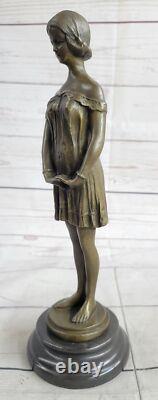 Sculpture En Bronze D'Art Déco Vintage Femme Dame Fille