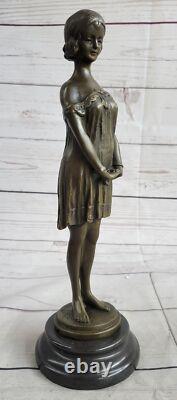 Sculpture En Bronze D'Art Déco Vintage Femme Dame Fille