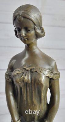 Sculpture En Bronze D'Art Déco Vintage Femme Dame Fille