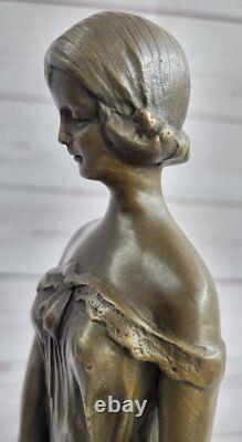 Sculpture En Bronze D'Art Déco Vintage Femme Dame Fille