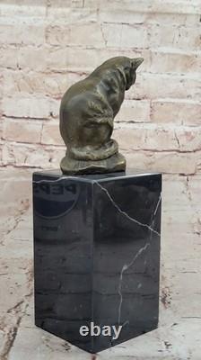 Sculpture En Bronze Par Milo Chat Gato Animal Félin Art Déco Statue Figurine