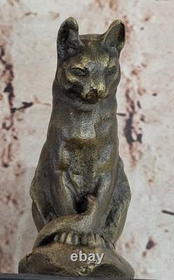 Sculpture En Bronze Par Milo Chat Gato Animal Félin Art Déco Statue Figurine