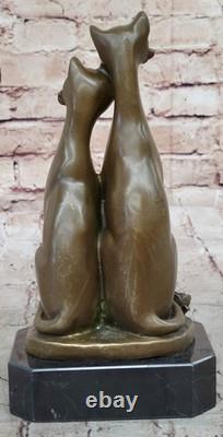 Sculpture En Bronze Par Milo Chat Gato Félin Animal Art Déco Statue Figurine