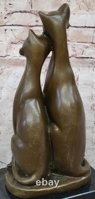 Sculpture En Bronze Par Milo Chat Gato Félin Animal Art Déco Statue Figurine
