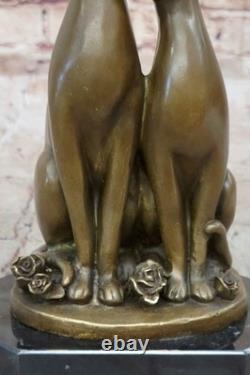 Sculpture En Bronze Par Milo Chat Gato Félin Animal Art Déco Statue Figurine