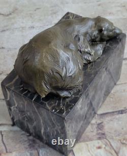 Sculpture Figurine De Livre Ours Polaire En Bronze Art Déco