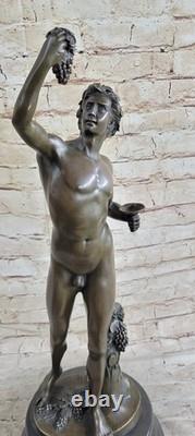 Sculpture Figurine Nu Bacchus En Bronze Massif 100% Art Déco Nouveau Vente