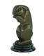 Sculpture Lapin Art Déco En Bronze Sur Un Socle En Marbre Noir D'après A. Bizette