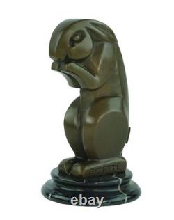 Sculpture Lapin Art déco en bronze sur un socle en marbre noir d'après A. Bizette