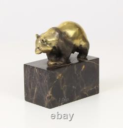 Sculpture Panda Art déco en bronze sur socle en marbre noir daprès Milo