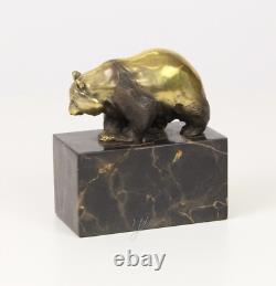 Sculpture Panda Art déco en bronze sur socle en marbre noir daprès Milo