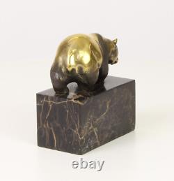 Sculpture Panda Art déco en bronze sur socle en marbre noir daprès Milo