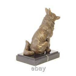 Sculpture Renard Art déco en bronze sur un marbre noir d'après Barye