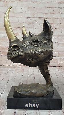 Sculpture Rhinocéros En Cuivre Bronze Art Déco Moderne Fait Main