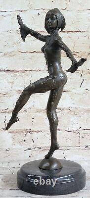 Sculpture Statue En Bronze De Danseuse Française Art Déco Par D. H. Chiparus