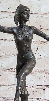 Sculpture Statue En Bronze De Danseuse Française Art Déco Par D. H. Chiparus