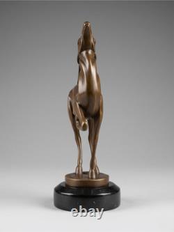 Sculpture antilope Art déco en bronze patiné, d'après Marcel Bouraine, socle mar