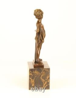 Sculpture bronze Art Déco fille avec cercle Hoop Girl d'après Ferdinand Preiss