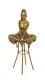 Sculpture Bronze Art Déco Semi Nue Femme Sur Tabouret D'après Pierre Collinet